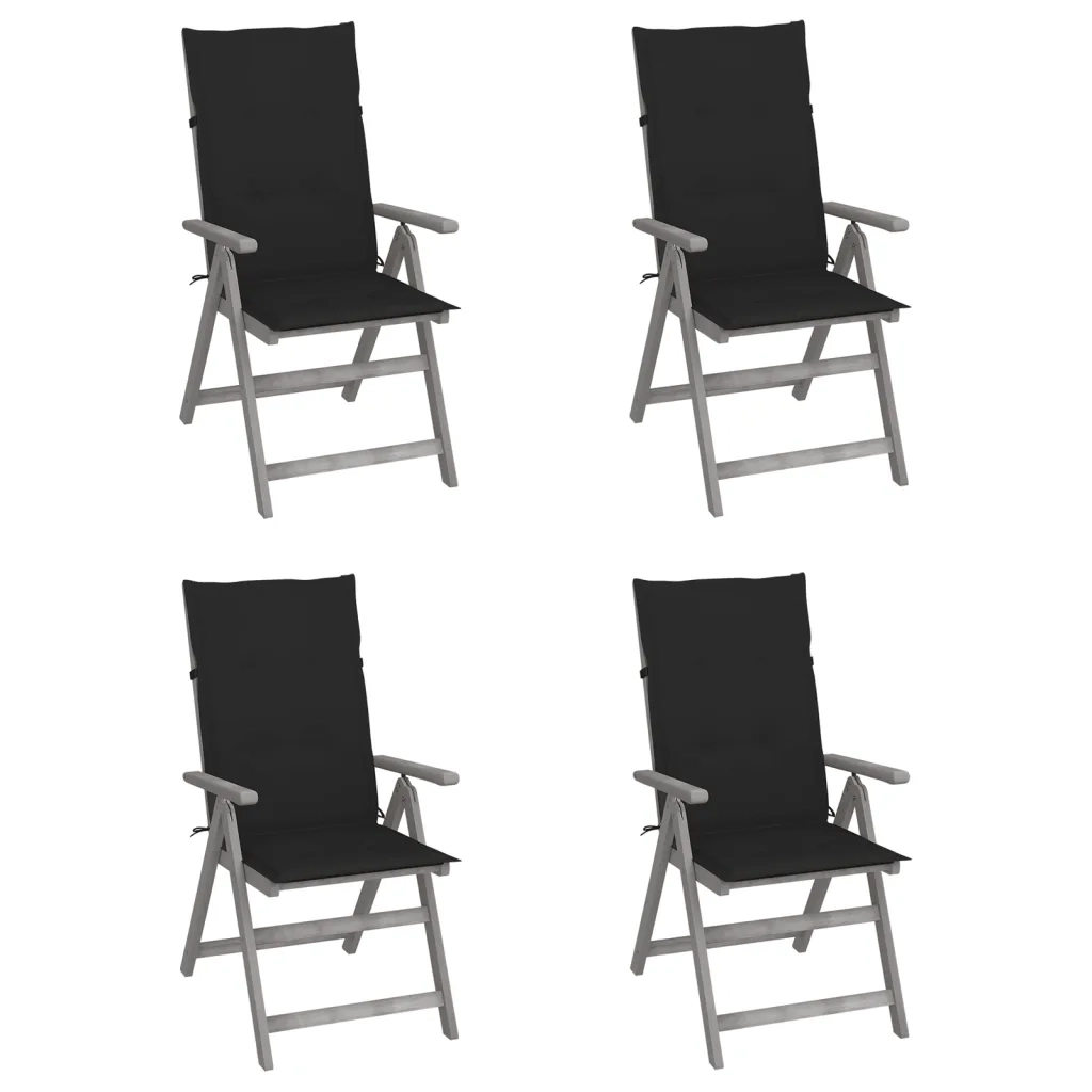 Sedie da Giardino Reclinabili 4pz con Cuscini Massello Acacia cod mxl 12104