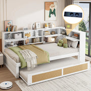 Divano letto legno - Xylo - 90x200 cm gigogne USB bianco