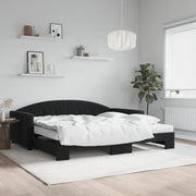 Divano Letto Estraibile con Materassi Nero 100x200 cm Velluto 3197336