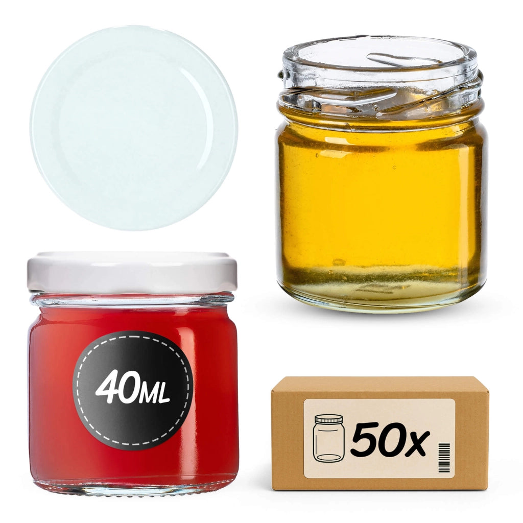 KADAX 50 barattoli di vetro da 40 ml per regalo di miele e spezie + tappi