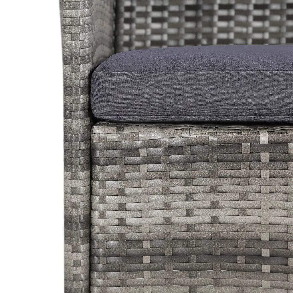 Set da Pranzo da Giardino 11 pz con Cuscini Polyrattan Grigio 43957