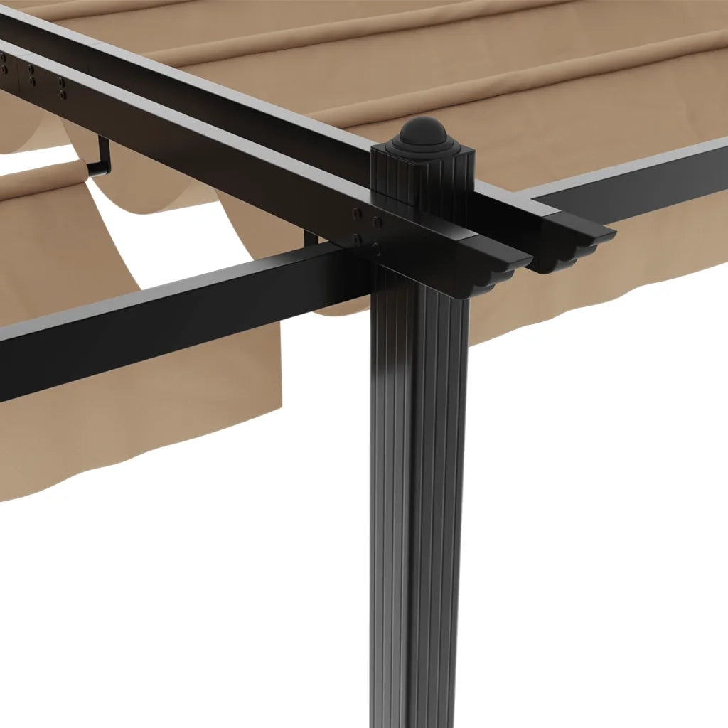 Gazebo da Giardino con Tetto Retrattile Tortora 3x6 m Alluminio