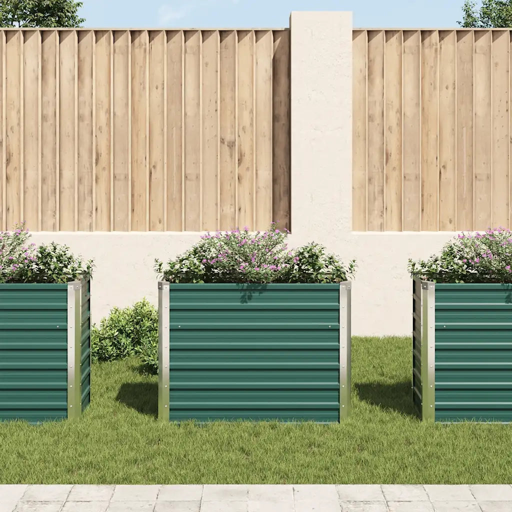 Letto Rialzato Giardino in Acciaio Zincato 100x40x77 cm Verde 44853