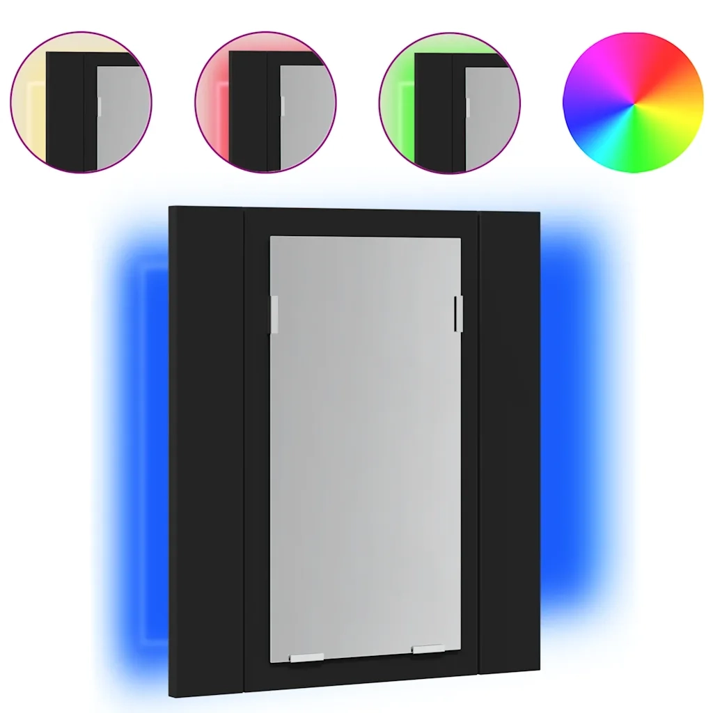 Armadietto a Specchio con Luci LED Nero 40x12x45 cm in Acrilico 804949