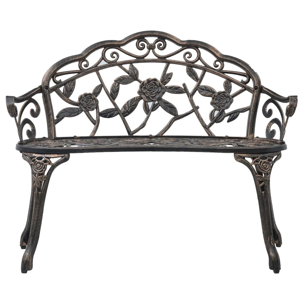 Panca da giardino mobili da esterno per patio terrazza da bistrot 100 cm alluminio pressofuso color bronzo 02_0011138
