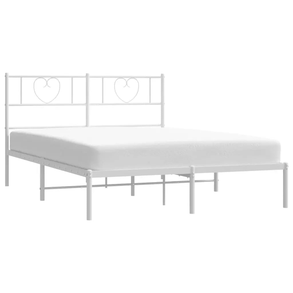 Giroletto con Testiera-Struttura Letto con testiera Metallo Bianco 140x200 cm 694238