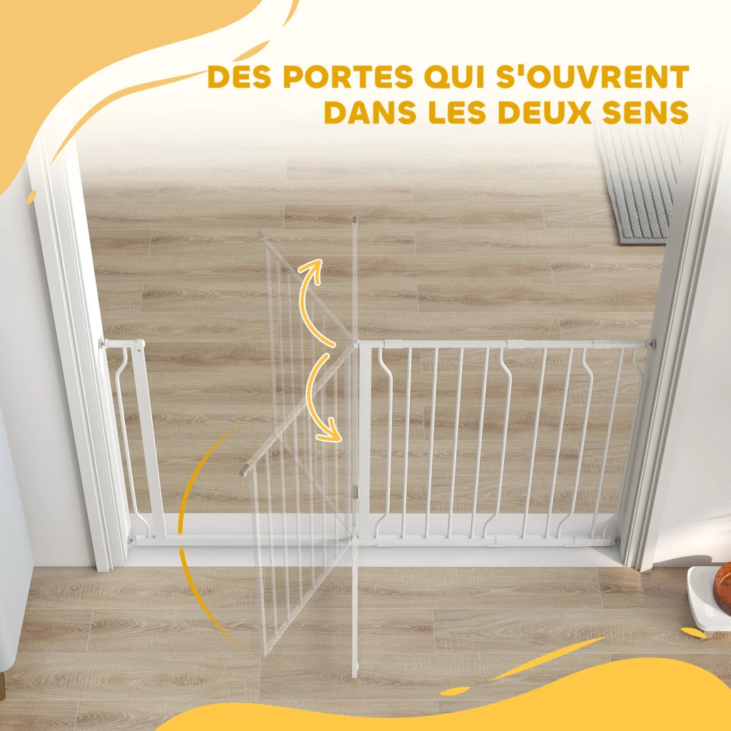 Barriera di sicurezza per cani estensibile ¨C zephmum ¨C bianco acciaio ABS 75-145x76 cm