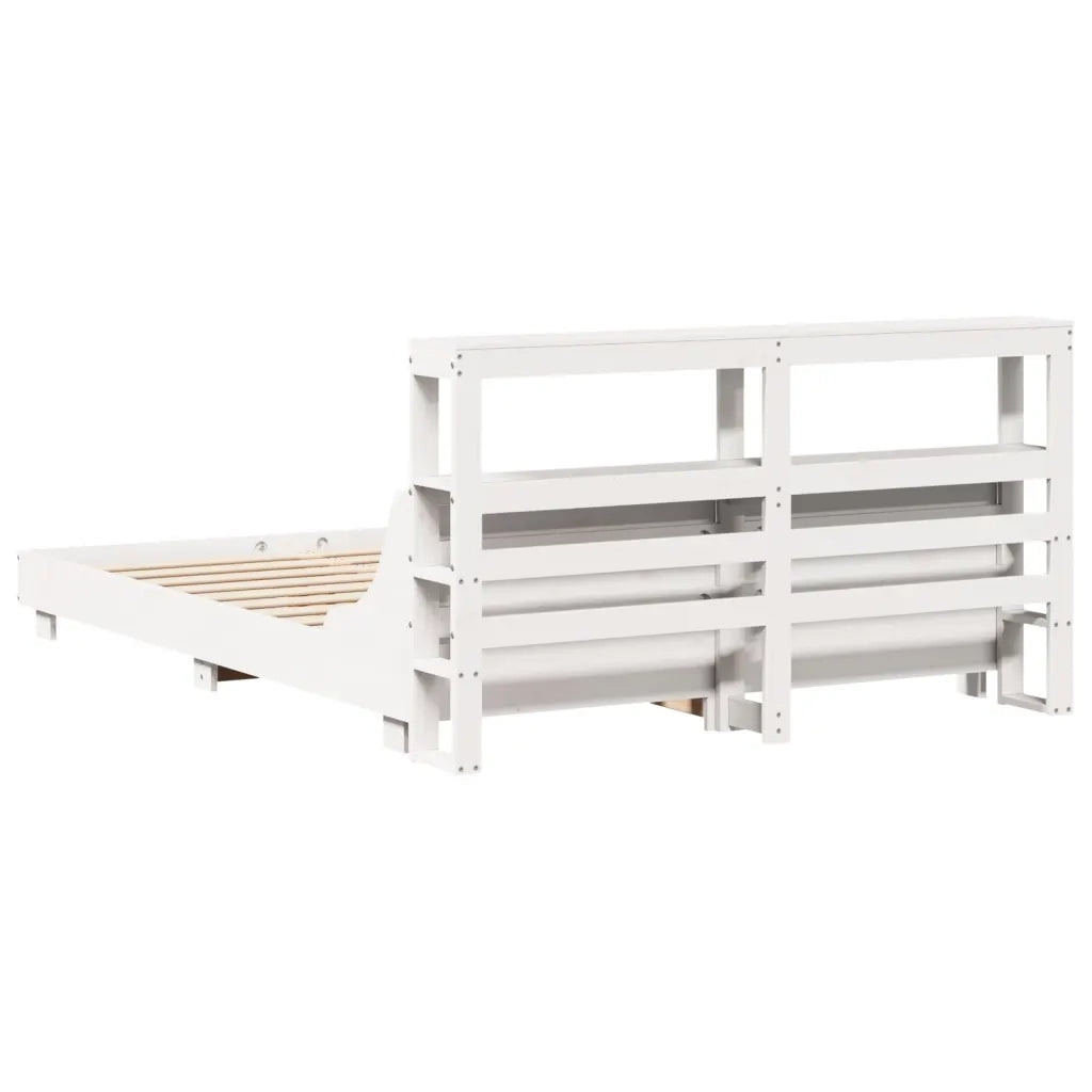 Letto matrimoniale | Letto per adulti | Letto senza Materasso Bianco 150x200 cm Legno Massello di Pino