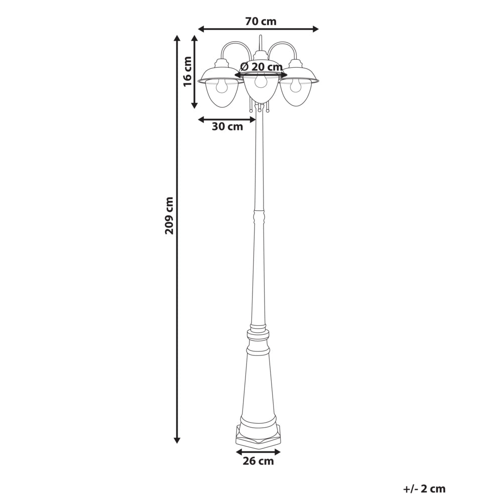 Lampione a 3 luci Lampada da sentiero nera Paralume sintetico in alluminio Illuminazione esterna da giardino Design moderno