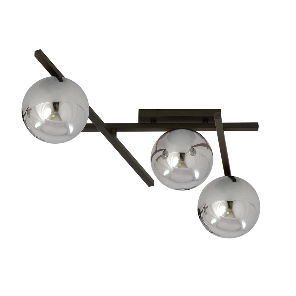 Lampada a sospensione Smart in acciaio nero con diffusori in vetro grafite