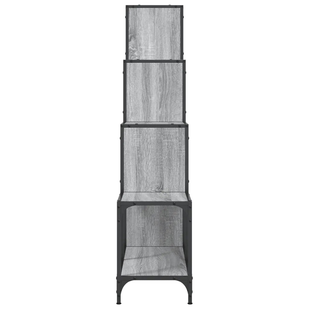 Libreria-Scaffale per Libri-Mobile di Stoccaggio Grigio Sonoma 122x30x132cm Legno Multistrato e Metallo