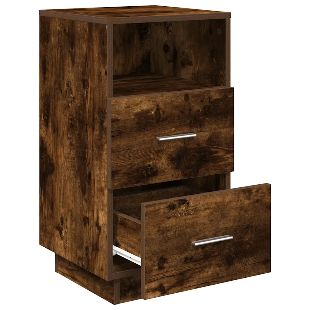 Comodino con 2 Cassetti Rovere Fumo 36x36x68 cm