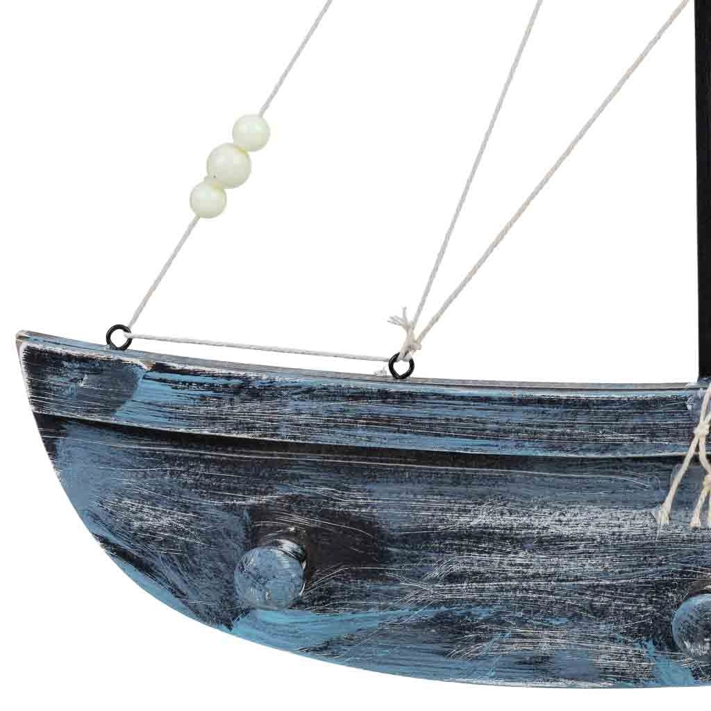Appendiabiti in legno a forma di barca con 2 ganci, blu, 35x4,5x39h cm