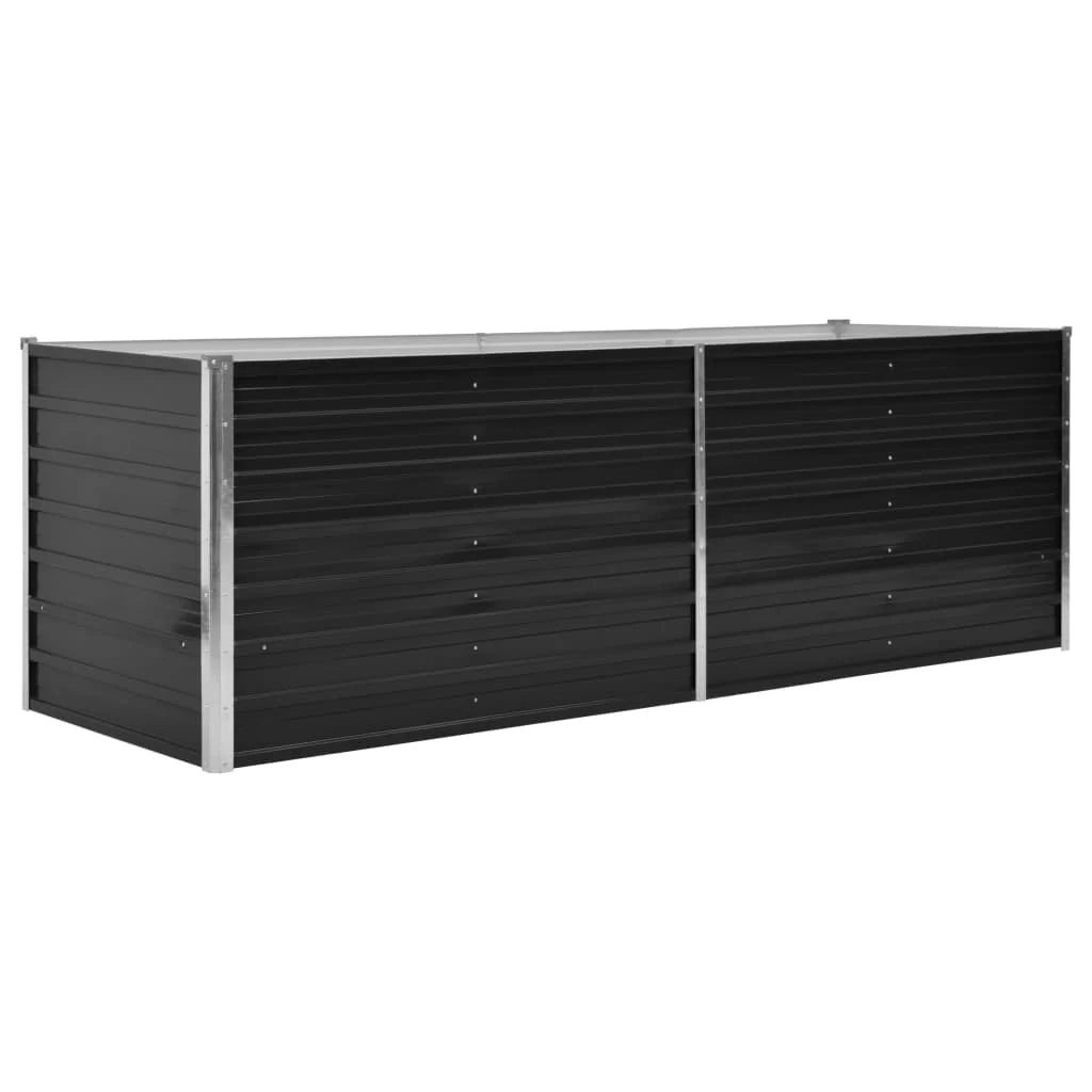 Fioriera rialzata per piante e fiori giardino 240 x 80 x 77 cm acciaio zincato antracite 02_0001144