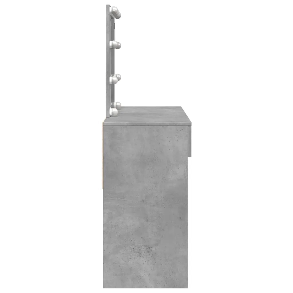 Toeletta | Tavolo da Trucco con LED Grigio Cemento 100x40x130 cm