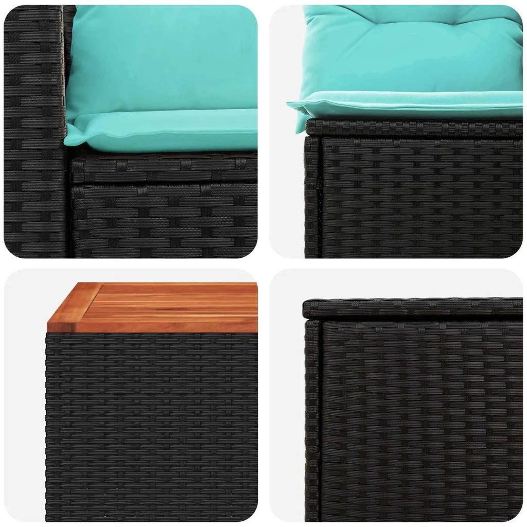 Set di divani 6 pz Nero e Blu Rattan sintetico e Acciaio 3447558