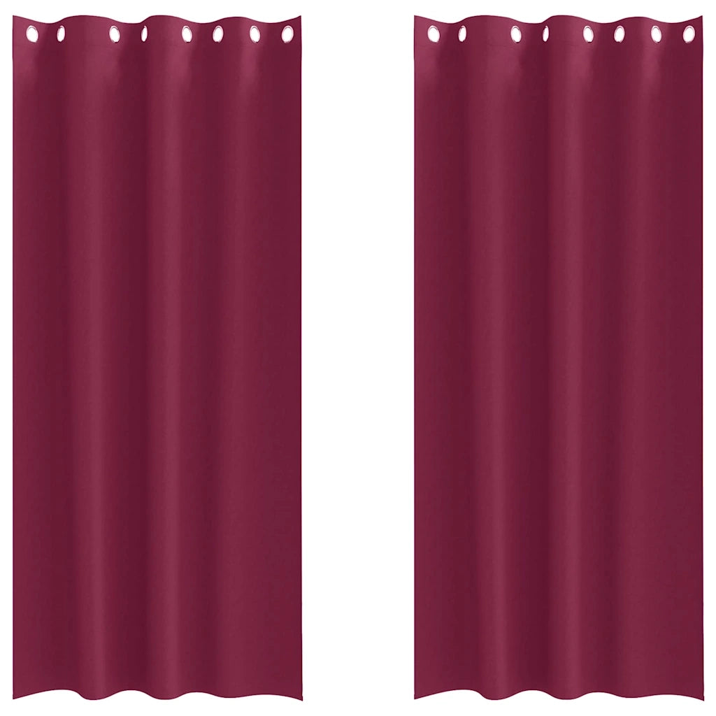 Tende Blackout con Anelli 2 pz Rosso Vino 260 x 140 cm 4107357