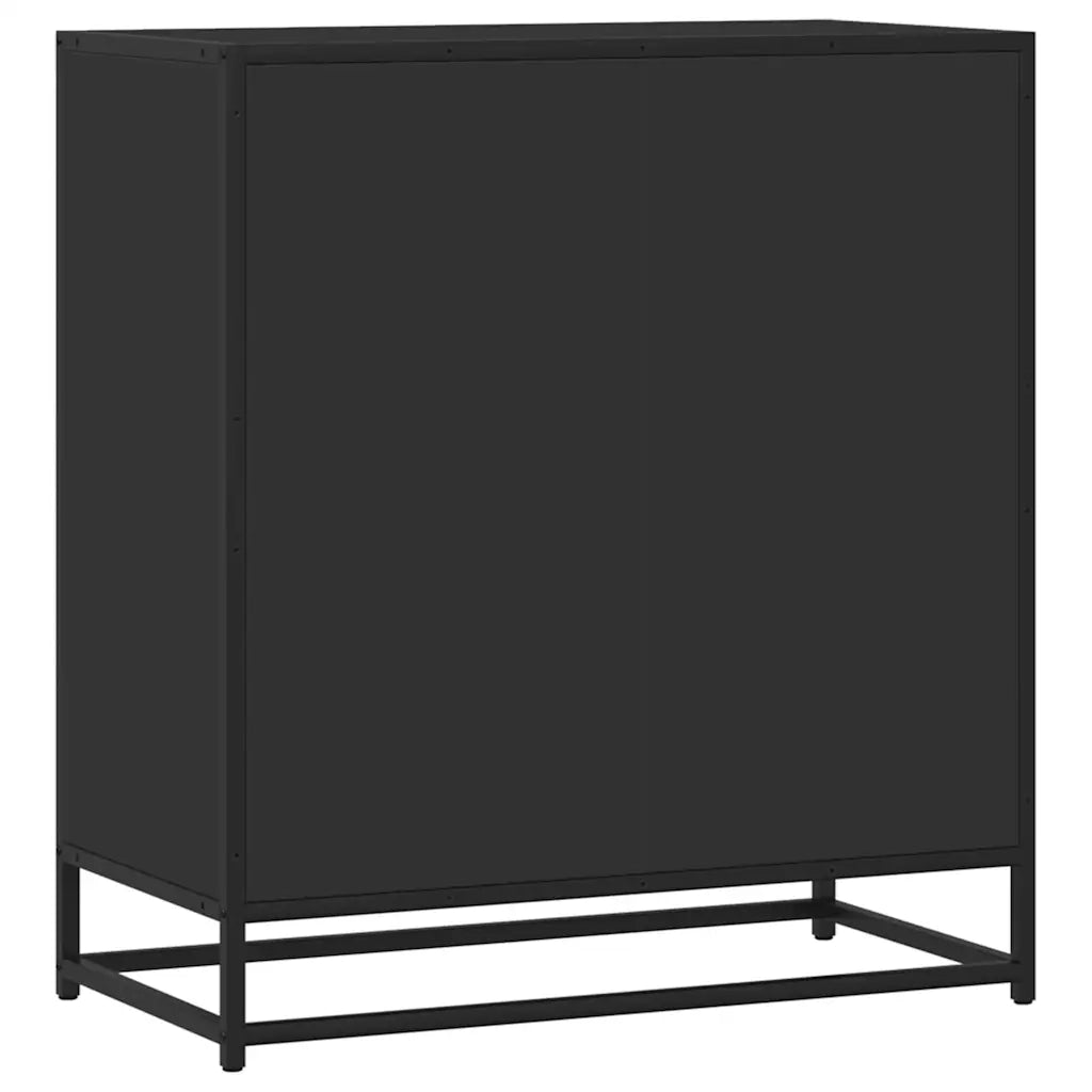 Credenza Rovere Nera 68x35x76 cm in Truciolato e Metallo 848974