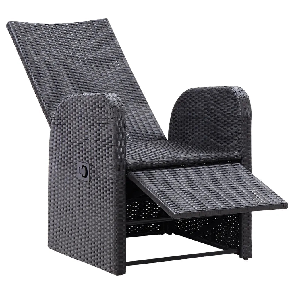 Sedie Reclinabili da Giardino con Cuscini 2 pz | Sedie da Esterno Nero Polyrattan