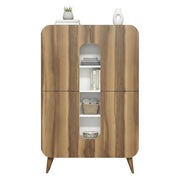Credenza Novella, Buffet da soggiorno, Madia da salotto, Dispensa da cucina, 93x32h144 cm, Noce e Bianco