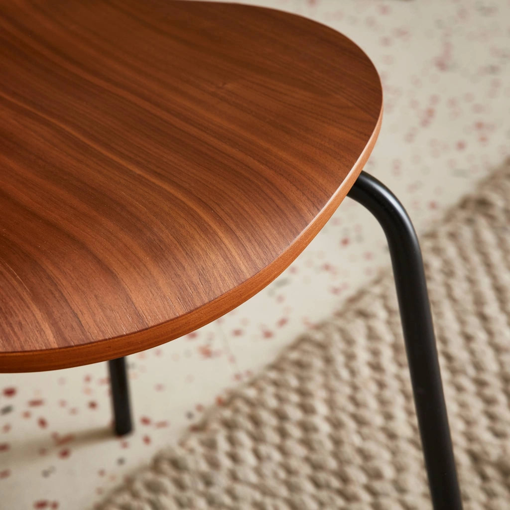 Sedie da pranzo in legno con gambe in acciaio, set di 4, marrone