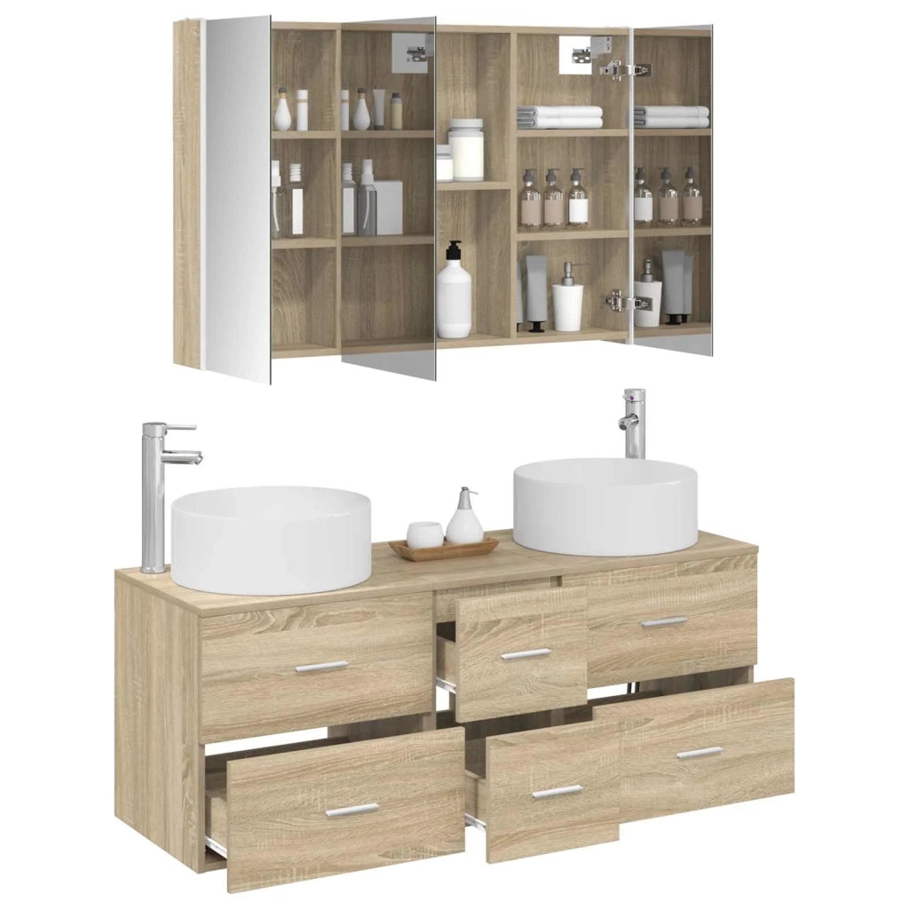 Set di mobili per il bagno 4 pcs Rovere Sonoma 3407105