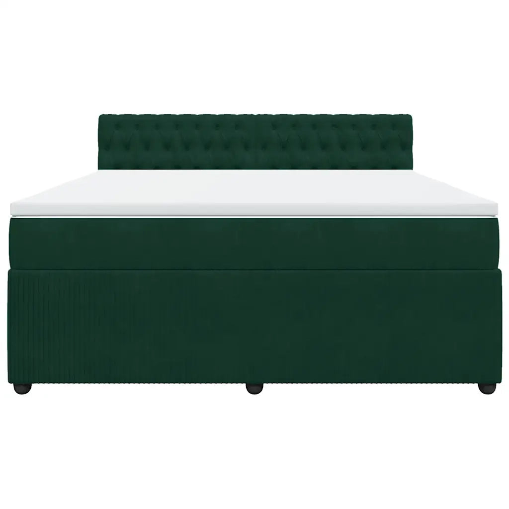 Giroletto a Molle con Materasso Verde Scuro 180x200 cm Velluto