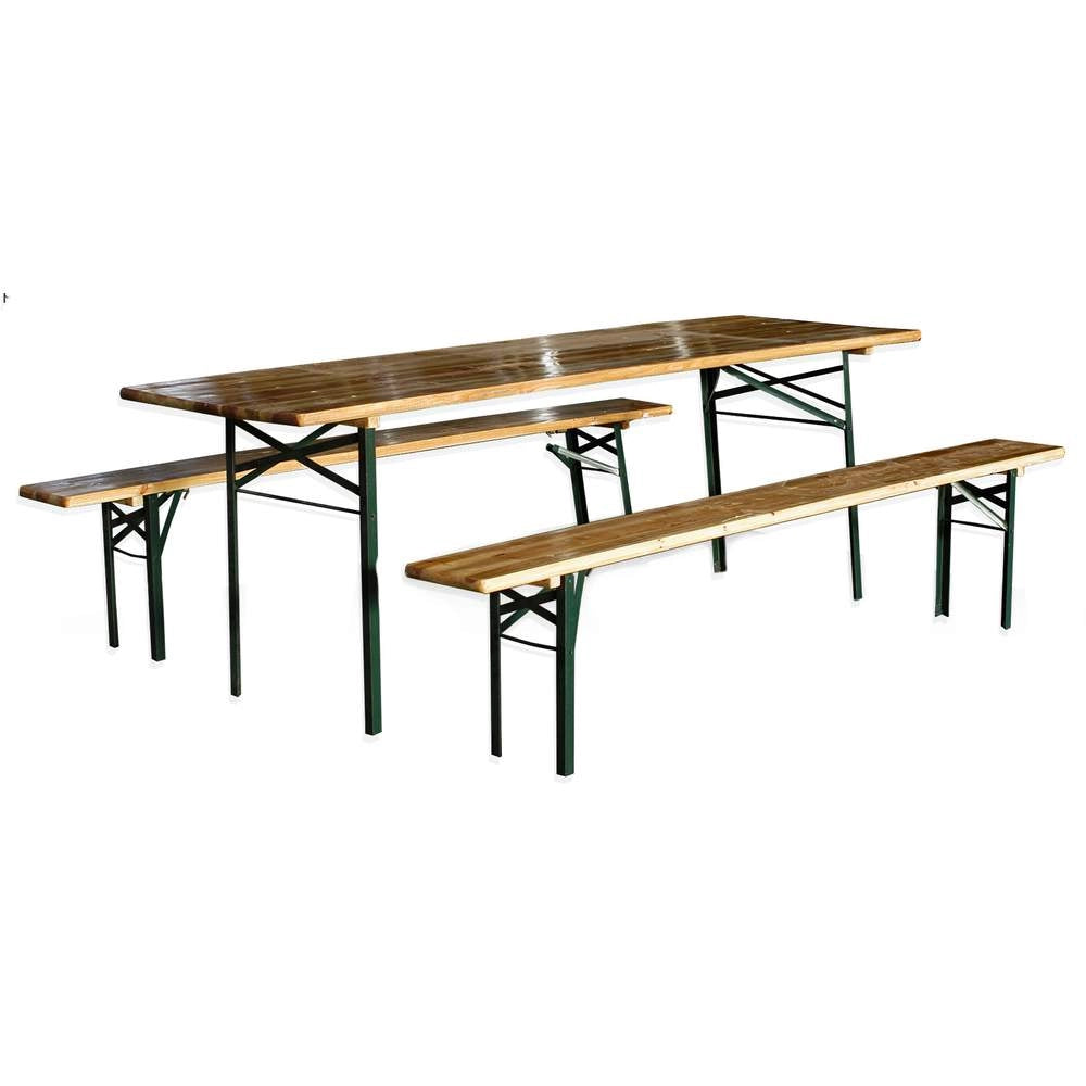 Set Birreria con Tavolo e Panche Pieghevoli Richiudibili in Legno Formato: 120 x 60 x 76 cm