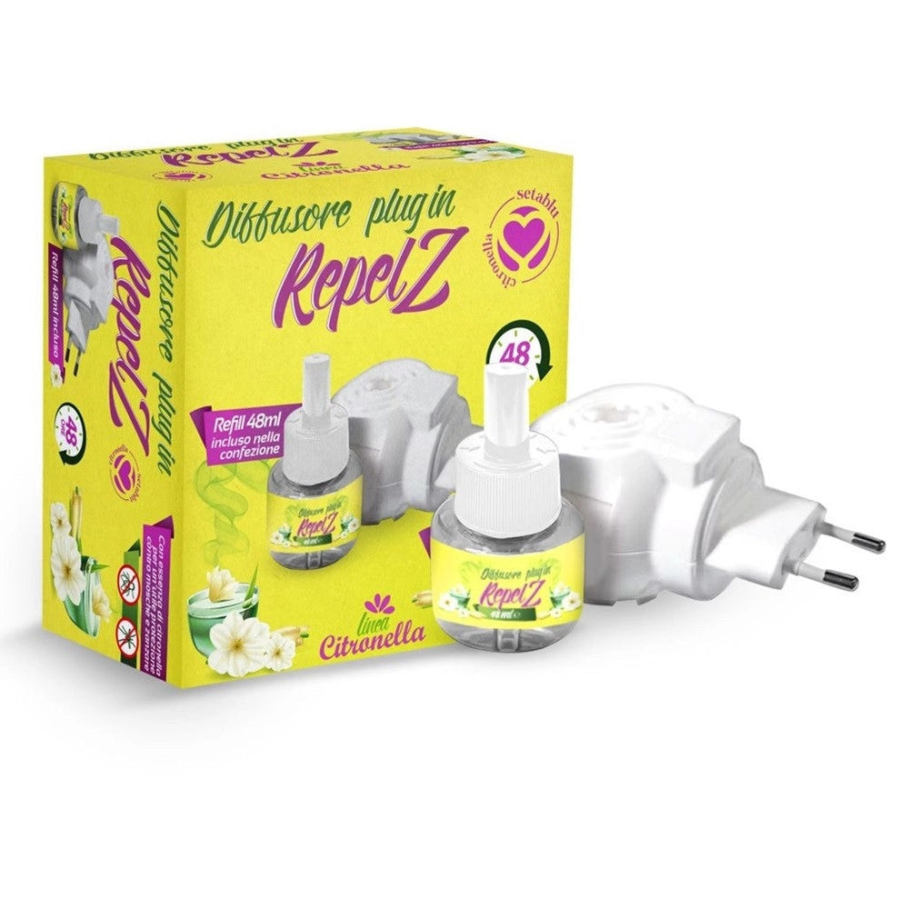 Trade Shop - Set 12pz Diffusore Plug In Repelz Citronella Con 1 Ricarica Da 48ml Antizanzare 034200 -