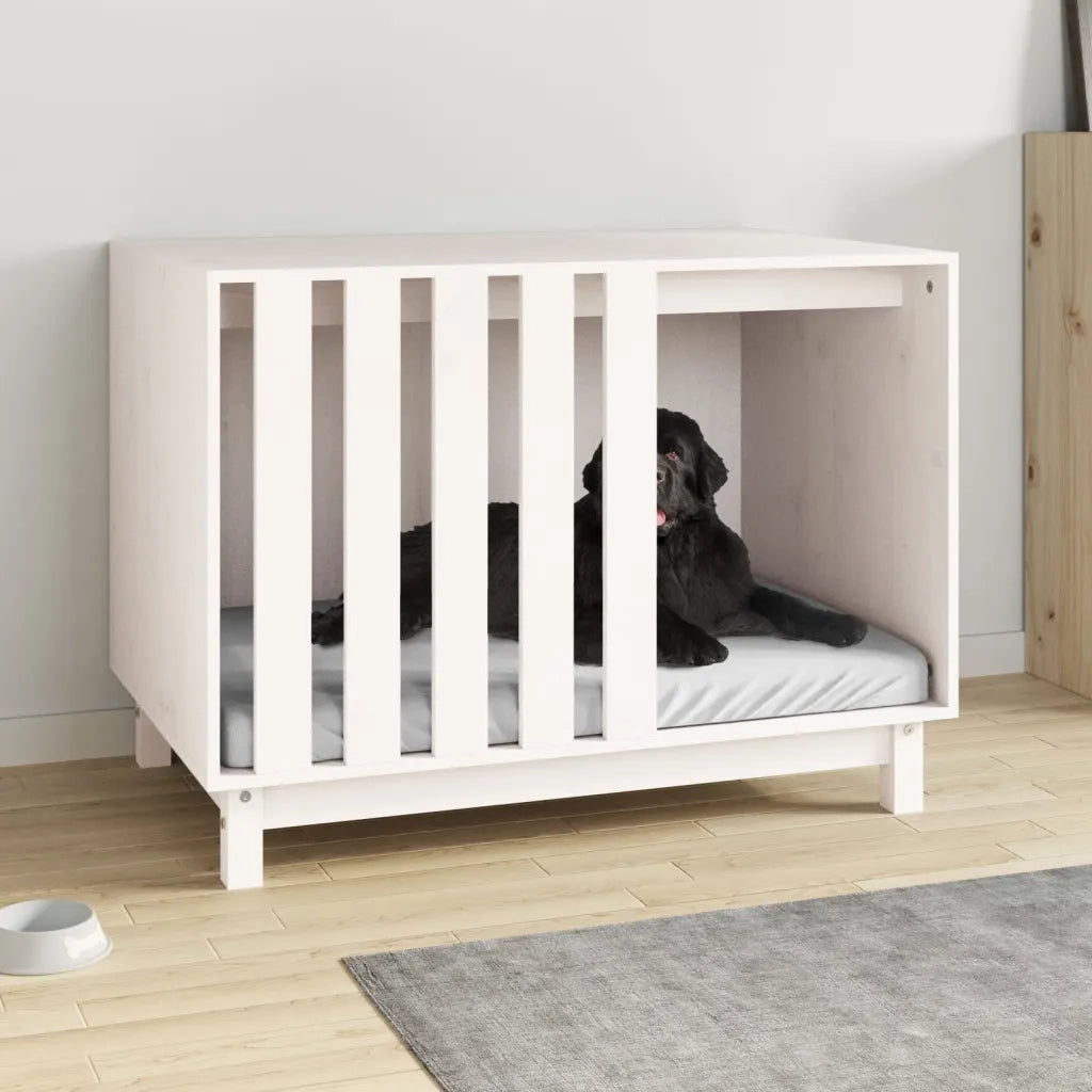 Casetta per Cani Bianca 90x60x67 cm in Legno Massello di Pino 822487