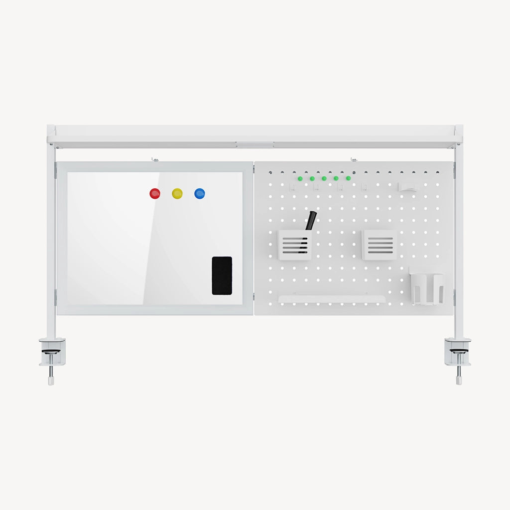 Organizzatore Virvik Pannello Forato da Scrivania con Morsetti 117 x 73 cm - Bianco [en.casa]