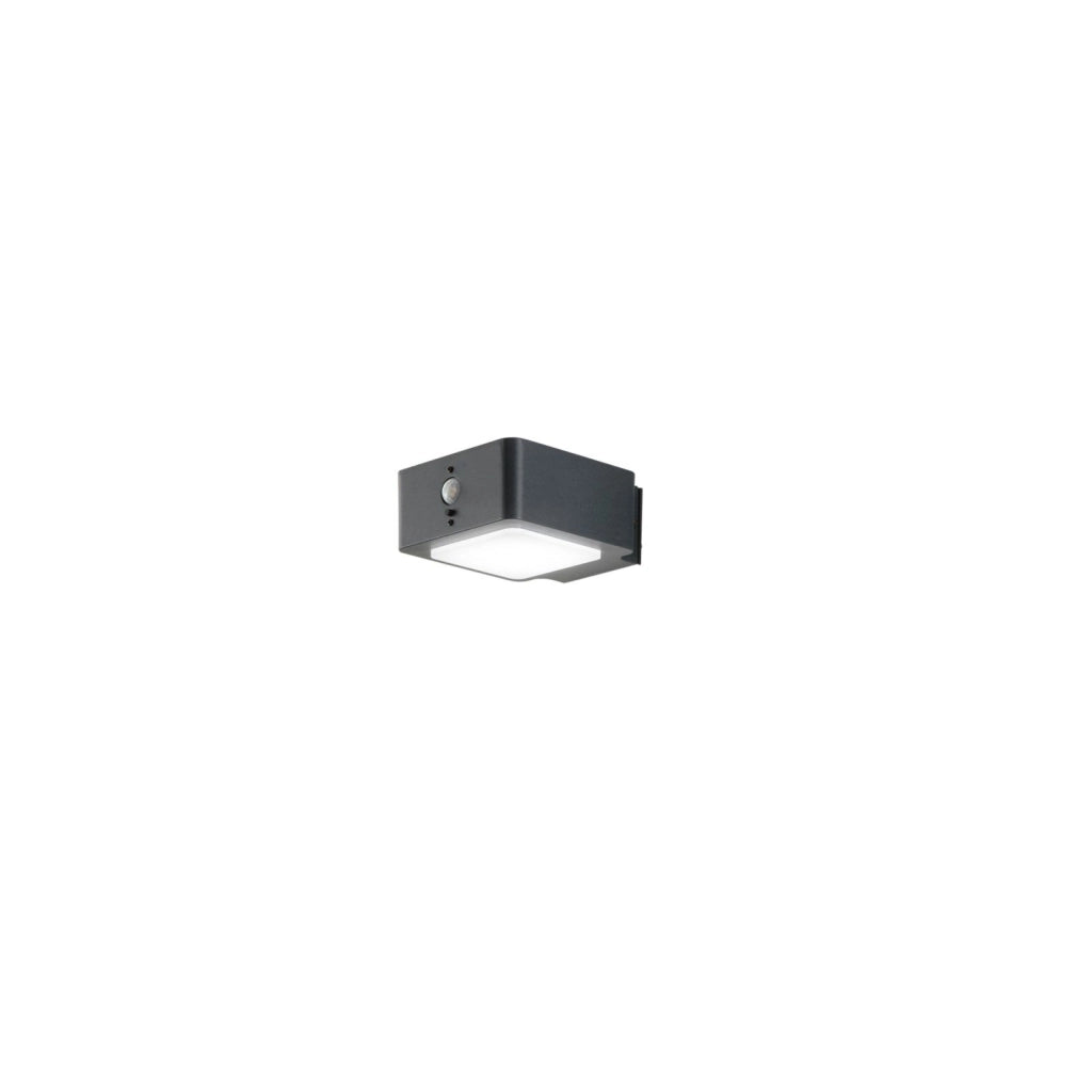 APPLIQUE LED TED ANTRACITE 3W 300LM 4000K PANNELLO SOLARE E SENSORE DI MOVIMENTO IP54 14,3X7,5X17,3CM
