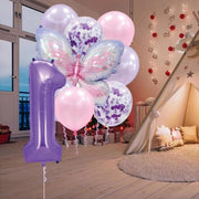 Decorazione per 1 anno ragazza - set di 9 palloni farfalla in viola