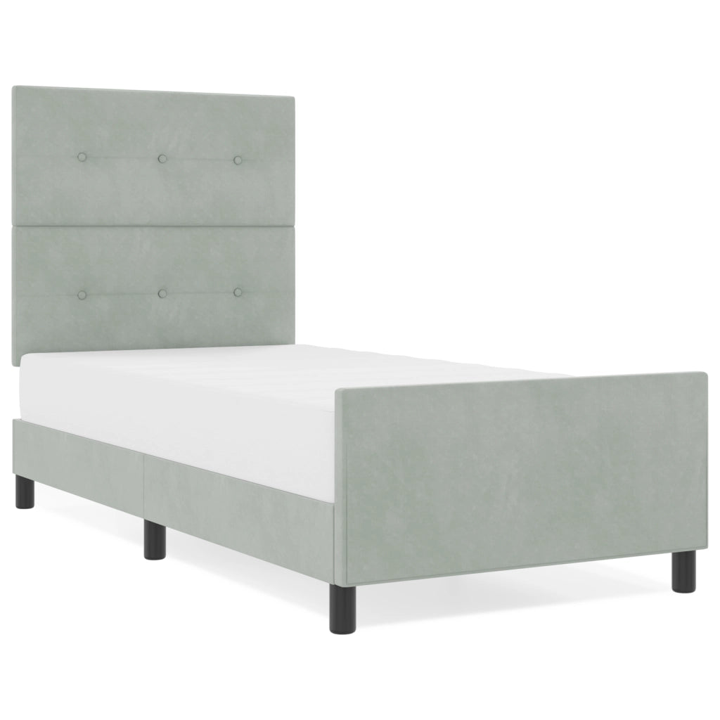 Struttura Letto  Grigio Chiaro 90x200 cm in Velluto
