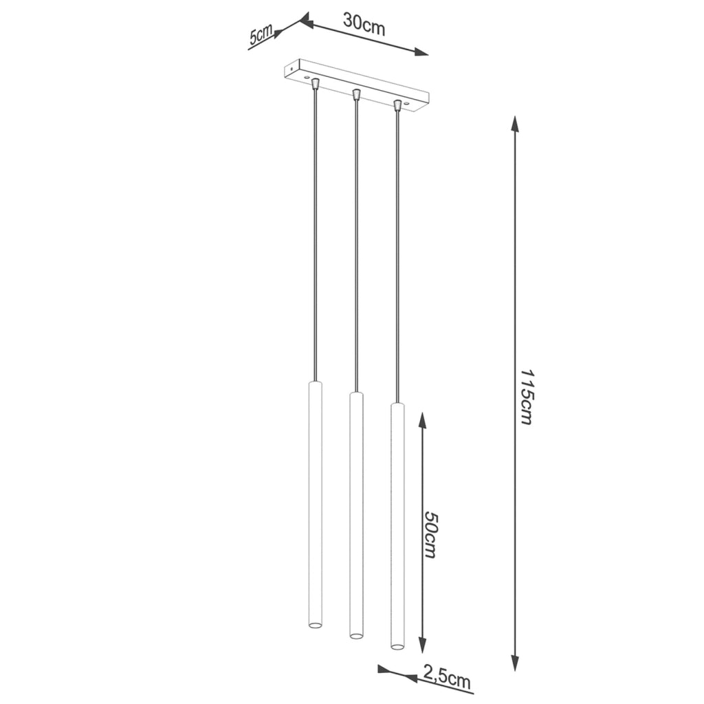 Lampada sospesa tubo triplo VELINO oro 3xG9 PU.1171