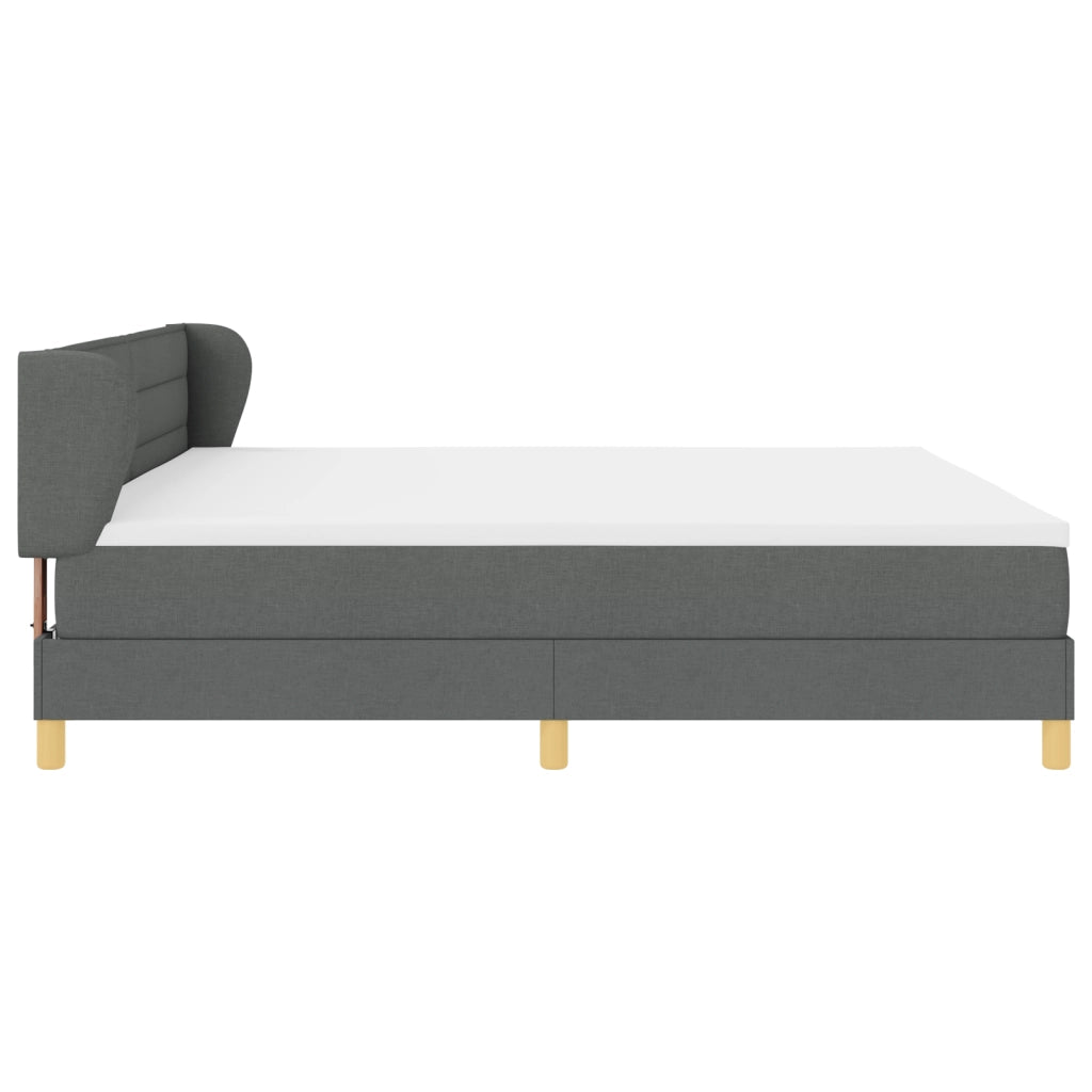 Letto Box Spring con Materasso Grigio Scuro 200x200 cm in Tessuto