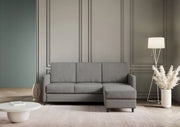 Divano karay 3 posti (tre sedute da 60cm) + pouf misure esterne l.198 p.155 | grigio - Mobili 2G