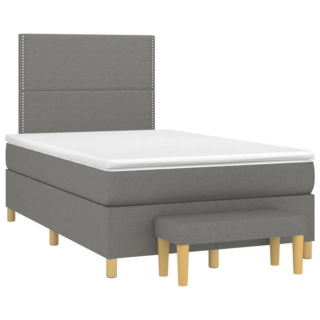 Giroletto a Molle con Materasso Grigio Scuro 120x190cm Tessuto