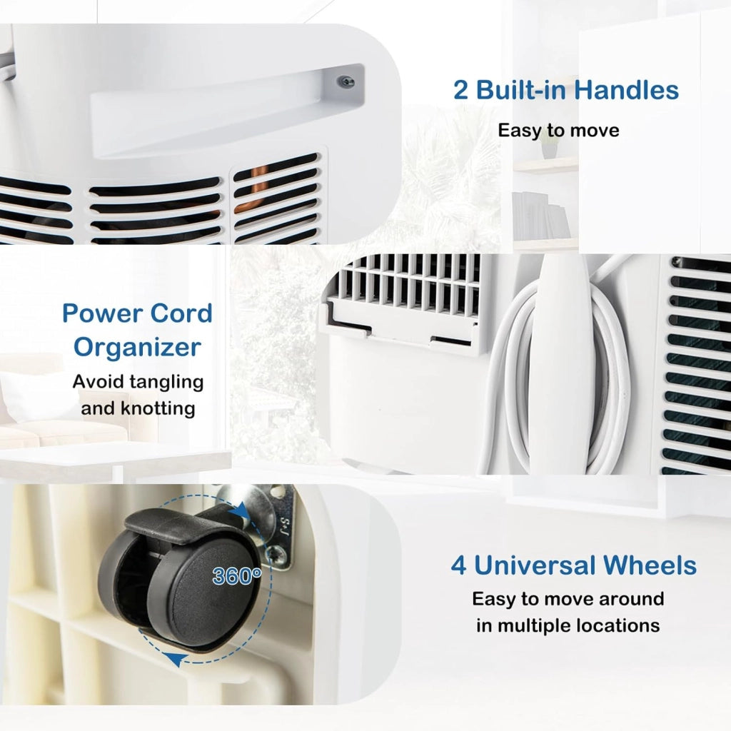 Condizionatore Portatile 14000BTU, Climatizzatore 4 in 1 Raffreddamento & Deumidificazione & Ventilatore & Riscaldamento, 3 Modalità di Controllo, Timer 0-24H Risparmio Energetico (14000BTU)