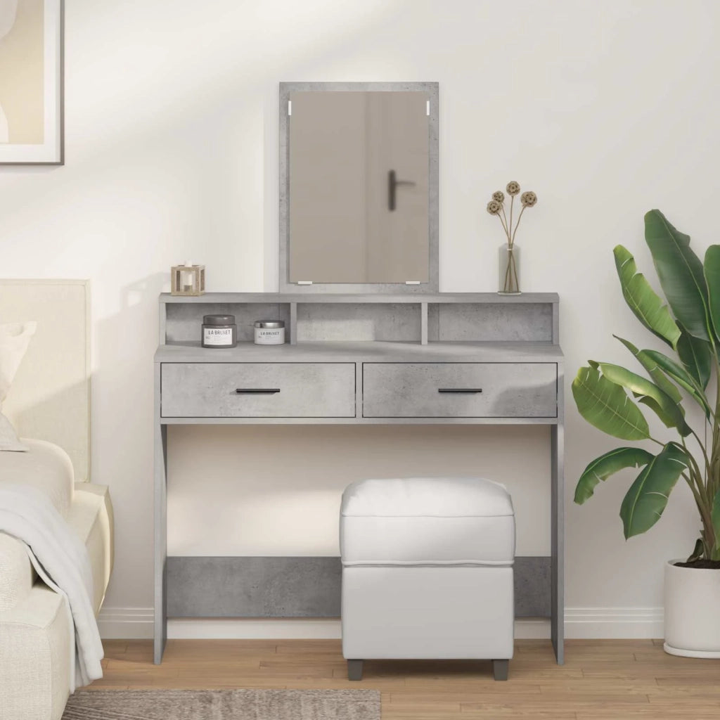 Tavolo da Trucco con cassetto Grigio cemento 100 x 41 x 140 cm 865148
