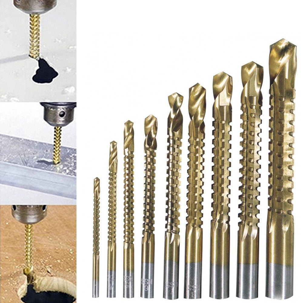 Trade Shop - Punte Acciaio Set Da 9 Trapano Per Forare Titanio Legno Ferro Fresare Filettare -