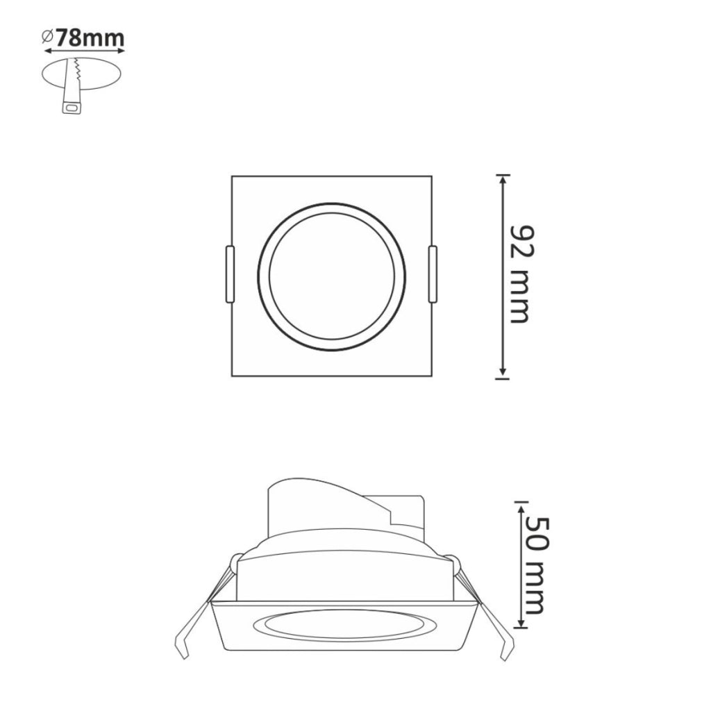 Faretto LED incasso 7W quadrato argento 3000K Venus
