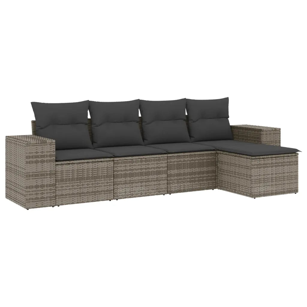 Set Divano da Giardino 5 pz con Cuscini Grigio in Polyrattan 3222489
