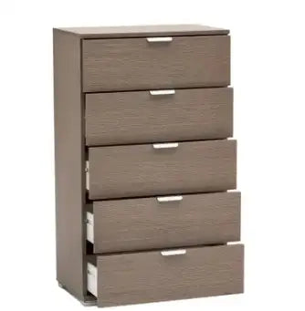 Cassettiera 5 cassetti rovere grigio già montato L60 H105 P38