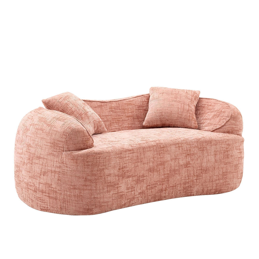 Canap¨¦ due posti curvo rosa - Xylo - Accoudoiri, 2 cuscini, colore crema, nessun assemblaggio