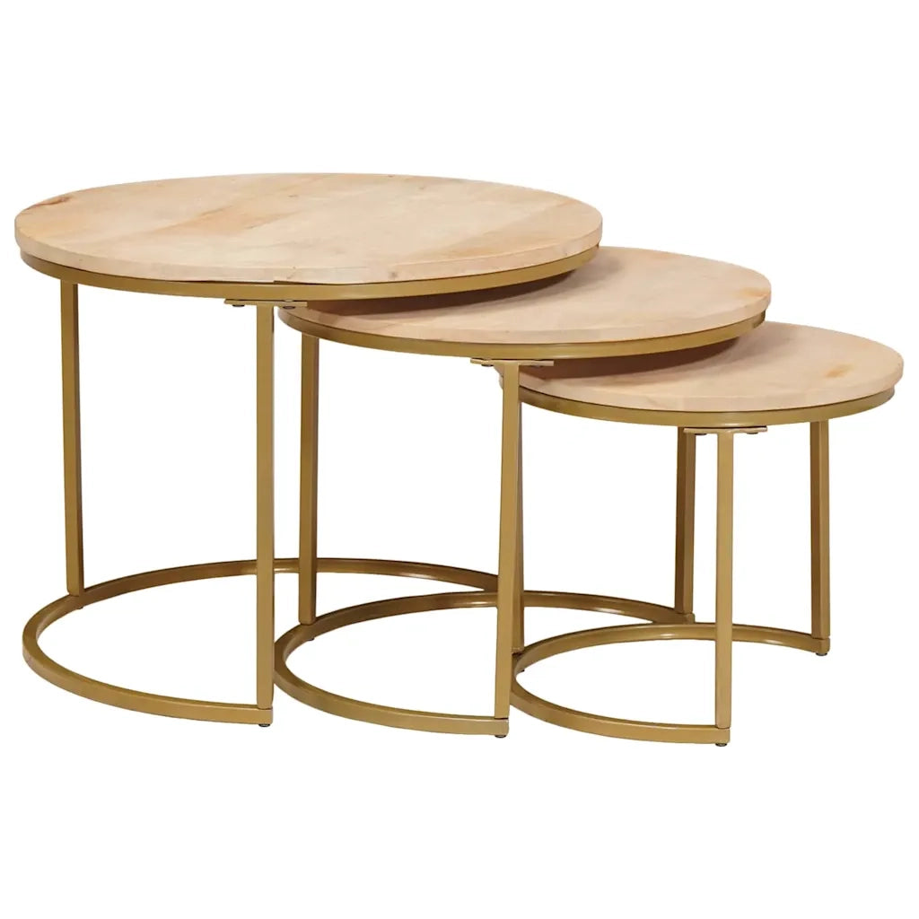 Tavoli da Caffè Nido 3 pcs Legno massello di mango e acciaio 4104635