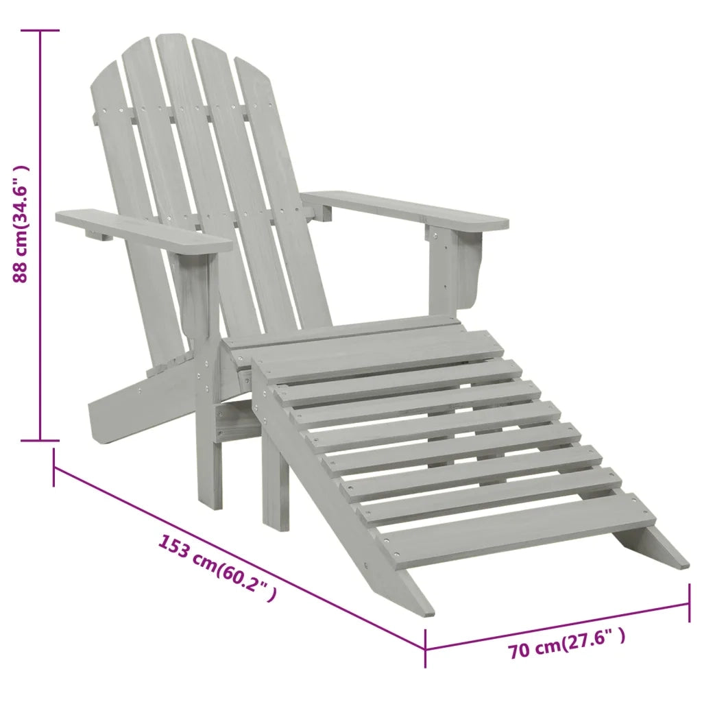 Sedia da Giardino-Sedia da esterno con Poggiapiedi in Legno Grigio