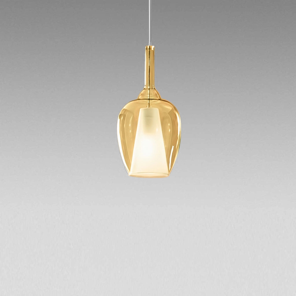 Lampada a Sospensione OFELIA S/10 MINI - Diffusore in Vetro Borosilicato Ambra Trasparente, Cavo 3m, Attacco G9 - Gea Luce