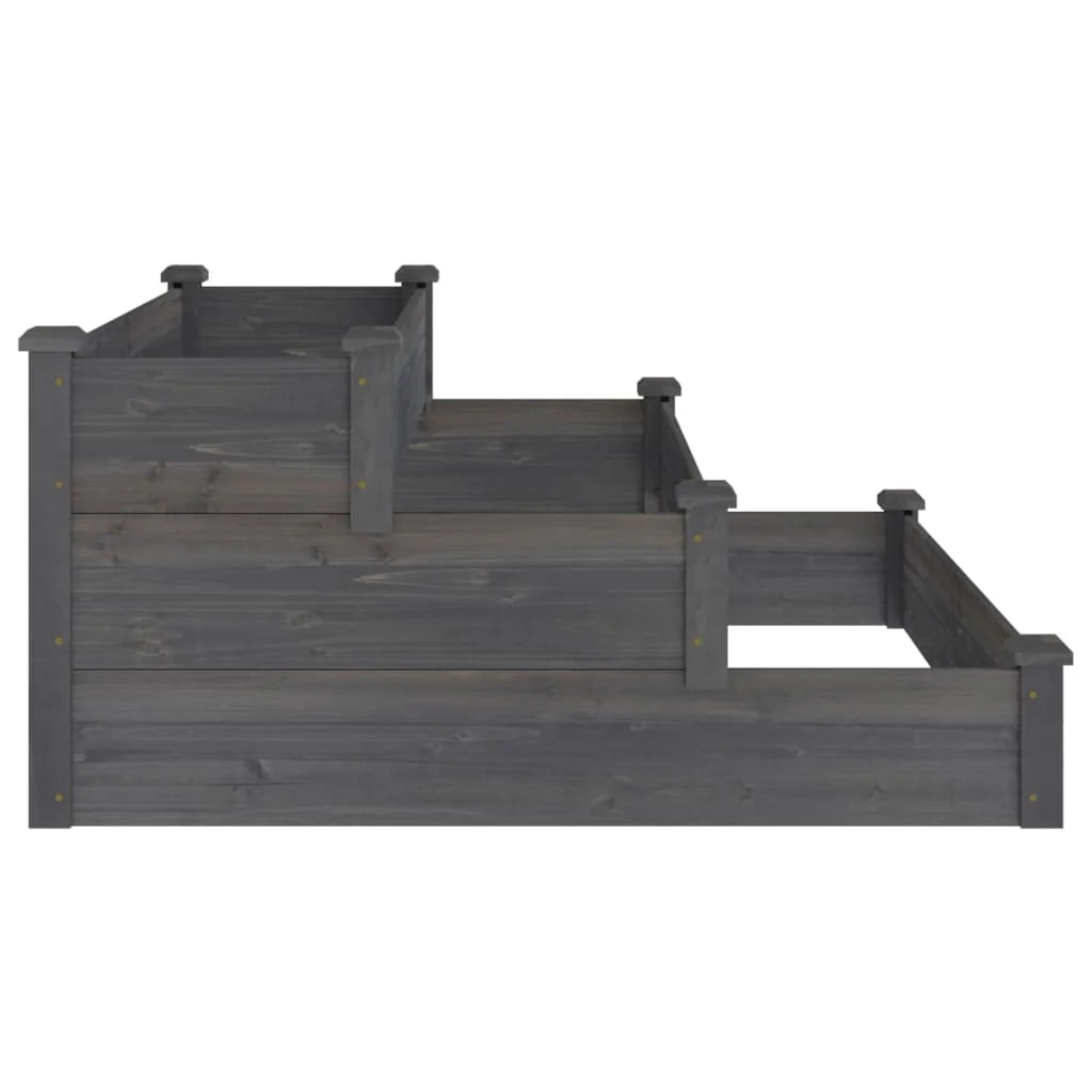 Aiuola rialzata/fioriera per piante fiori patio giardino 120 x 120 x 56 cm legno massello di abete grigio 02_0039340