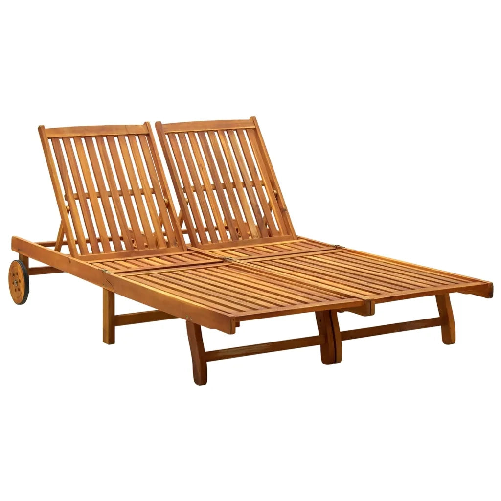 Lettino Prendisole per 2 Persone in Legno Massello di Acacia 311873